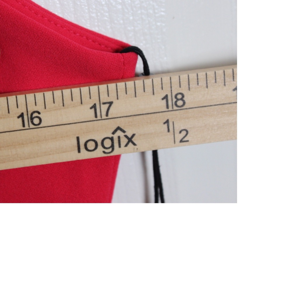 Calvin Klein Red Pleated High Neck Sleeveless Sheath Dress CD3C1M2U Size 8 - Picture 6 of 9